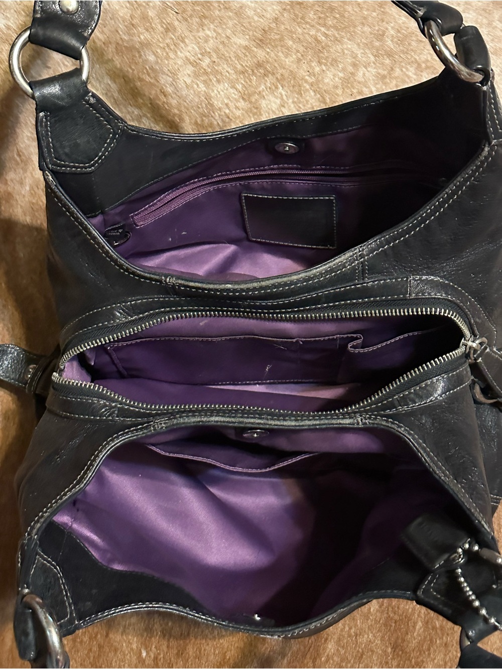 Vintage Coach Madison Maggie Satchel Black Pebbled Leather - Picture 3 of 5